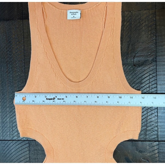 Abercrombie and Fitch Elevated Knit Cut Out Midi Dress, Orange, Size M - Picture 12 of 13